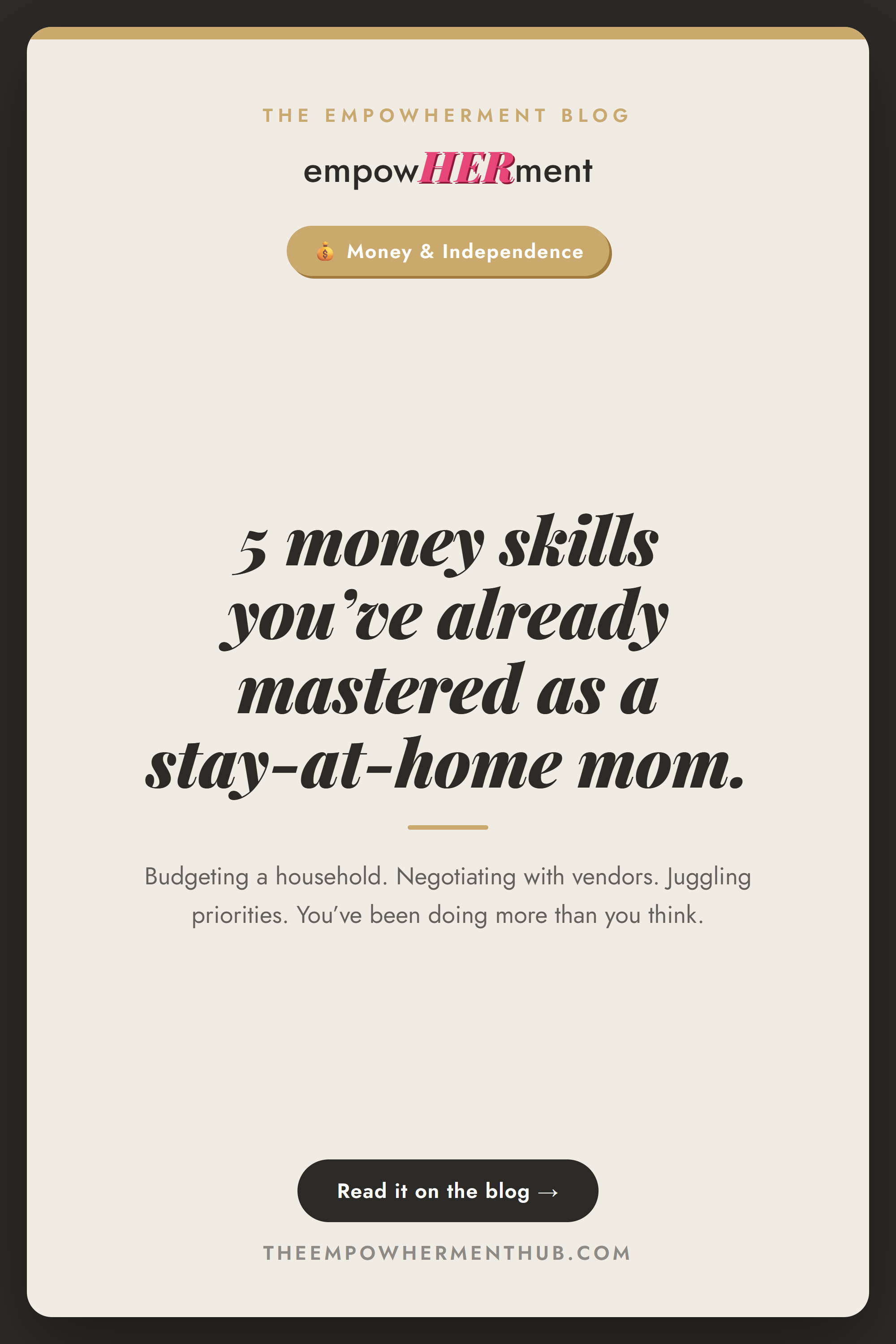 5 ways stay-at-home moms are already building financial skills — empowHERment Hub blog pin