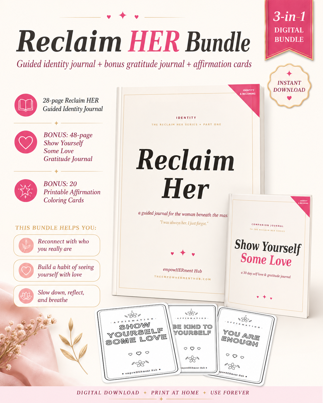 Reclaim HER — A Guided Identity Journal, 3-in-1 bundle cover